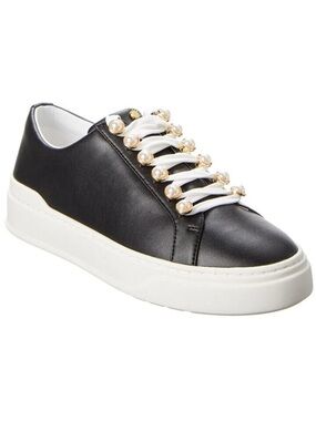 Stuart Weizmann Women's Black Excelsa Pearl-Embellished Platform Sneaker